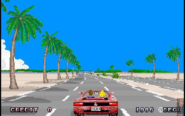 OutRun é um dos exemplos mais conhecidos do uso criativo de pseudo 3D em jogos