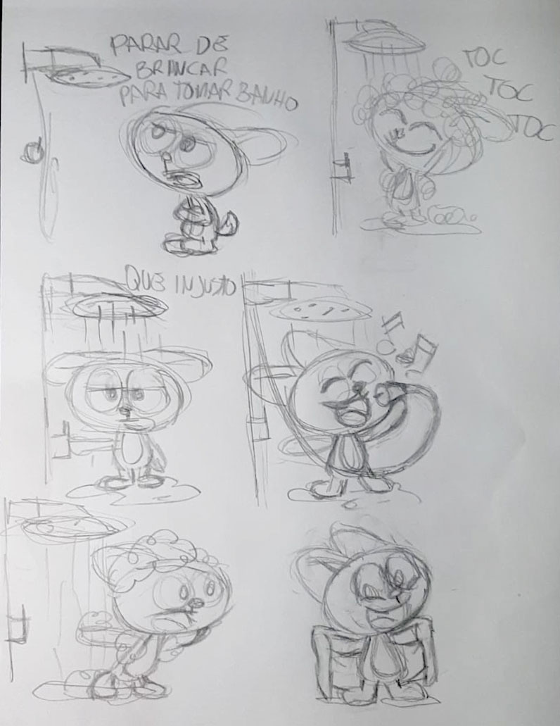 Esboço feito a lápis.