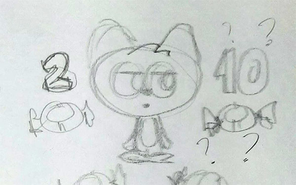 Esboço feito a lápis.