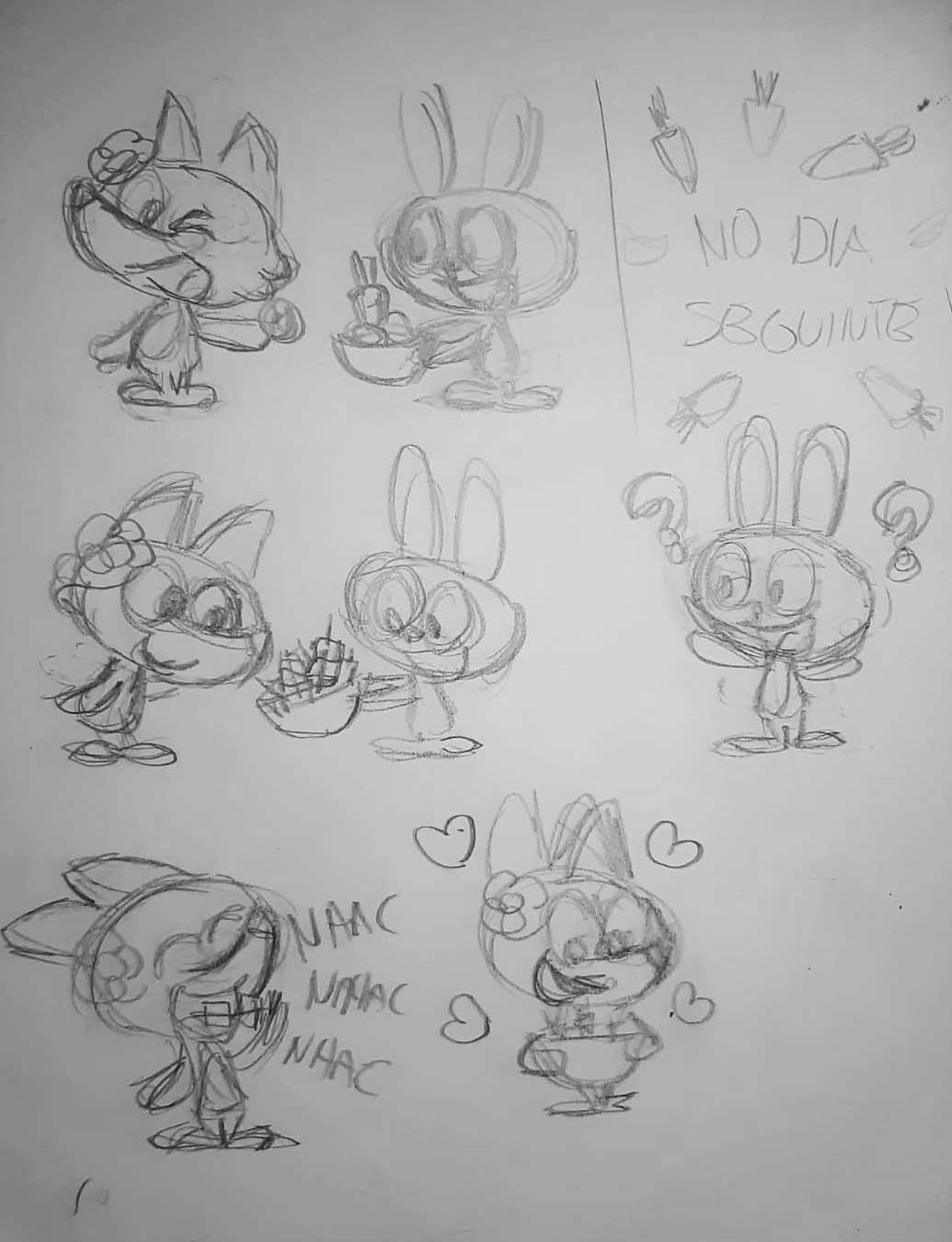 Esboço feito a lápis.