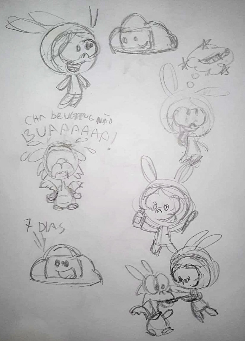 Esboço feito a lápis.