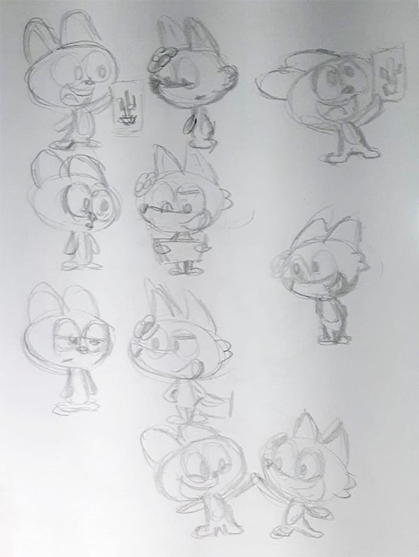 Esboço feito a lápis.