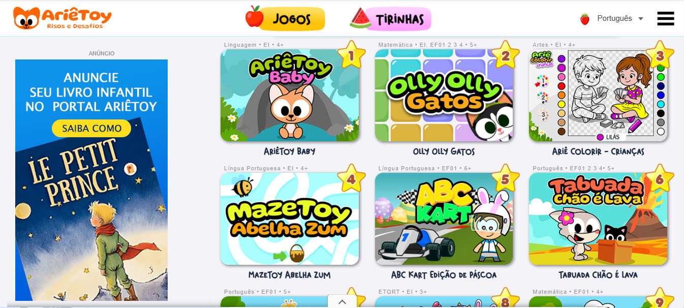 Exemplo de exibição do anúncio no Portal AriêToy