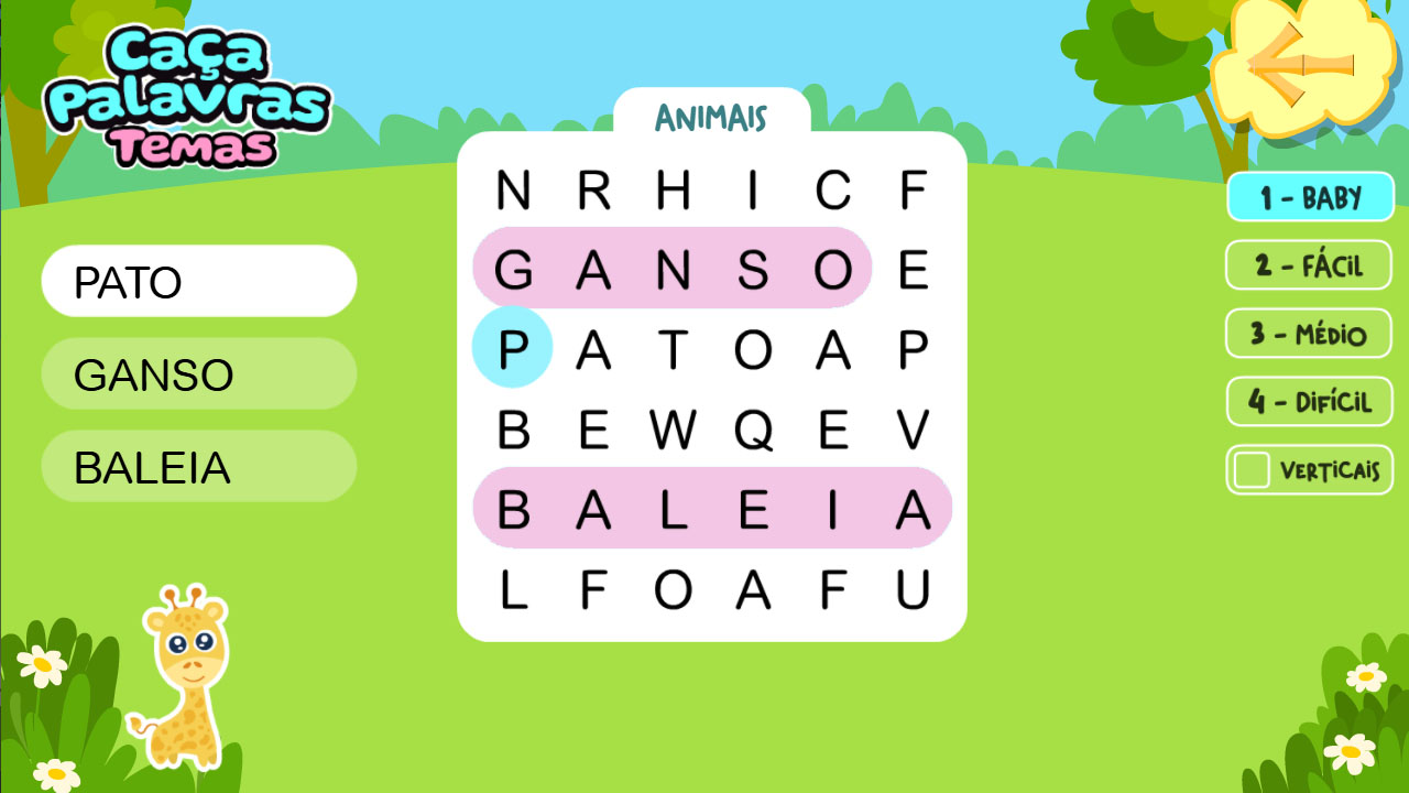 Screenshot Caça-Palavras Temas 03
