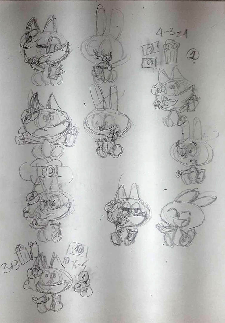 Esboço feito a lápis.