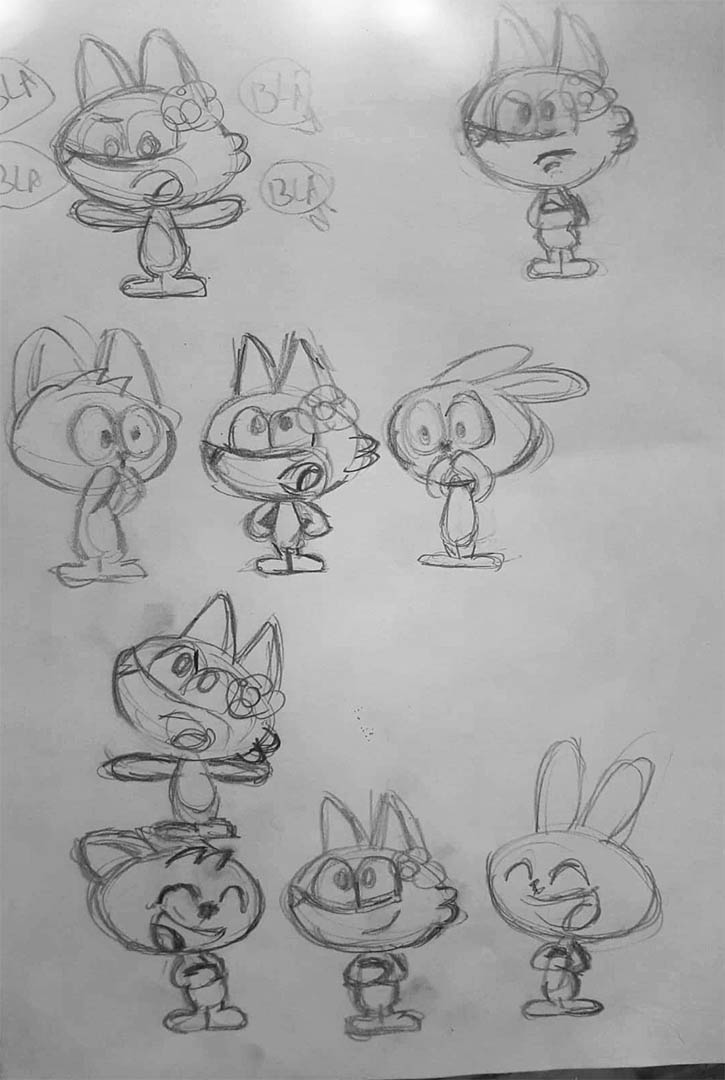 Esboço feito a lápis.